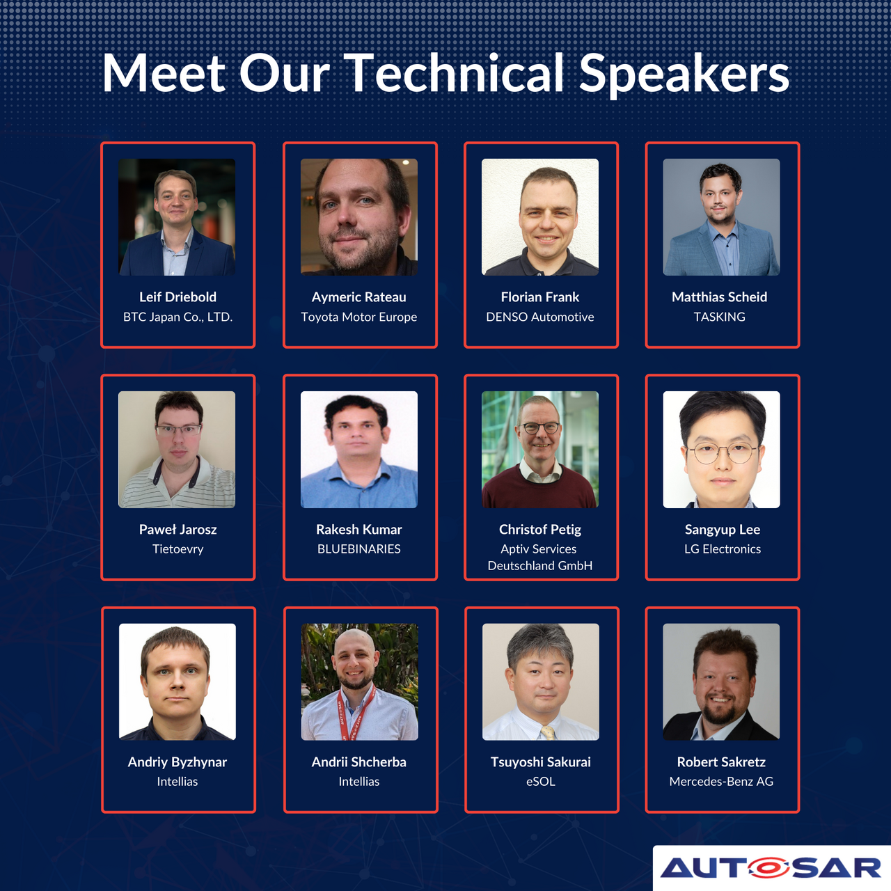AUTOSAR 15th AOC Technical Speakers AUTOSAR 15th AOC Technical Speakers